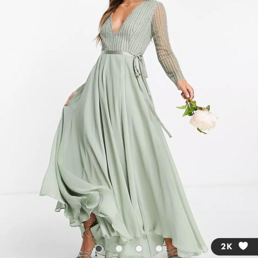 ASOS DESIGN Bridesmaids linear embellished bodice maxi dress with wrap skirt